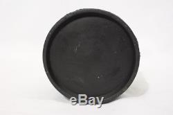 RARE Vintage WEDGWOOD Basalt Black Jasperware 3 HAIR RECEIVER Jar withLid England