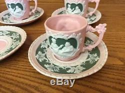 RARE! Vintage WEDGWOOD PINK JASPERWARE Demitasse Cup & Saucer (3 Sets)