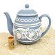 Rare Vintage Wedgwood Blue Jasper Ware Arabesque Tea Pot 250 Anniversary Htf