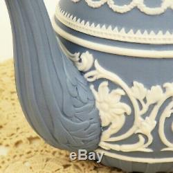 RARE Vintage Wedgwood Blue Jasper Ware Arabesque Tea Pot 250 Anniversary HTF