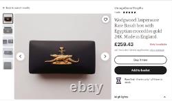 RARE Vintage Wedgwood Egyptian 1978 Black Jasperware Basalt box gold 24K Sphinx