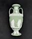 Rare Wedgwood Sage Green Jasperware Trophy Vase Appolo & Muses England (1890s)