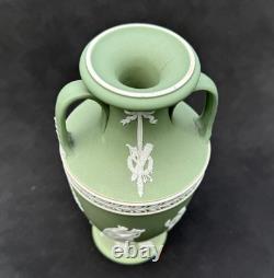 RARE WEDGWOOD SAGE GREEN JASPERWARE TROPHY VASE APPOLO & MUSES ENGLAND (1890s)