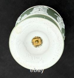 RARE WEDGWOOD SAGE GREEN JASPERWARE TROPHY VASE APPOLO & MUSES ENGLAND (1890s)