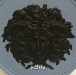 RARE Wedgwood Black, Blue Medusa Jasperware Medallion 2 1/2W