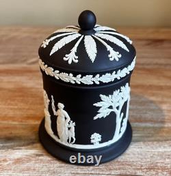 RARE Wedgwood Black Jasperware Olympus Jar With Lid / Cigarette Jar