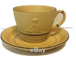 RARE Wedgwood Black on Cane Yellow Jasperware teacup/saucer Caneware