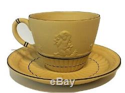 RARE Wedgwood Black on Cane Yellow Jasperware teacup/saucer Caneware