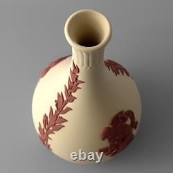 RARE Wedgwood Jasperware Handcrafted Vase in Primrose Yellow and Terracotta