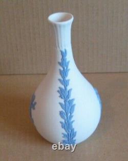 RARE Wedgwood Jasperware White & Blue SPRING AUTUMN Bud Vase