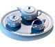 Rare! Wedgwood Miniature Tea Set In Blue And White Jasperware
