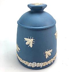 Rare 1950s Wedgwood Jasperware Blue Cream Covered Honeypot England