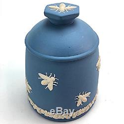 Rare 1950s Wedgwood Jasperware Blue Cream Covered Honeypot England