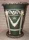 Rare Antique 1870s Wedgwood Green Jasperware Monopodia Vase Lion Heads 1184 Read