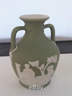 Rare Antique 19th Cent. Green Dip Jasperware Wedgwood Portland Vase