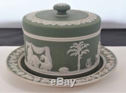 Rare Antique 19th Cent. Sage Green Jasperware Wedgwood Cheese/ Butter Dome