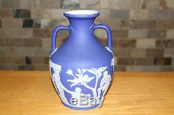Rare Antique Wedgwood Dark Blue Jasperware 8 Large Portland Vase (c. 1840)