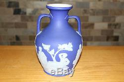 Rare Antique Wedgwood Dark Blue Jasperware 8 Large Portland Vase (c. 1840)