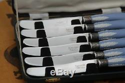 Rare Antique Wedgwood Jasper Ware Mapping & Web Boxed Pastry Knife Set (c. 1930s)
