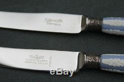 Rare Antique Wedgwood Jasper Ware Mapping & Web Boxed Pastry Knife Set (c. 1930s)