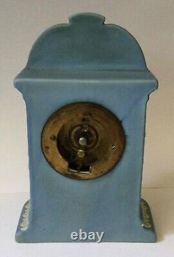 Rare Antique Wedgwood Mantel Clock'Tempus Fugit' Pale Blue Jasperware