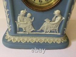 Rare Antique Wedgwood Mantel Clock'Tempus Fugit' Pale Blue Jasperware