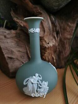 Rare Antique Wedgwood Vase Dark Sage Green Jasperware