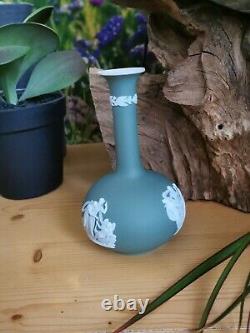 Rare Antique Wedgwood Vase Dark Sage Green Jasperware