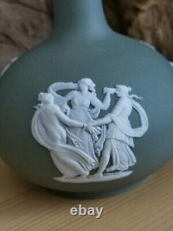 Rare Antique Wedgwood Vase Dark Sage Green Jasperware