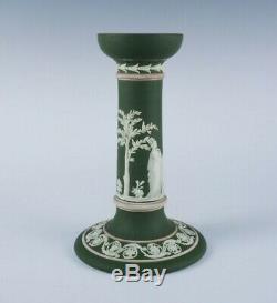 Rare Antique c1900 Wedgwood Green Jasperware Classical Tricolor Candlestick