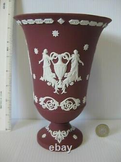 Rare Boxed Wedgwood England Jasper Ware Jasperware Crimson Wine Arcadian Vase