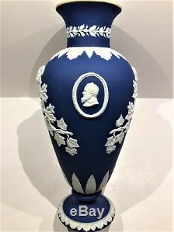 Rare C. 1840 Wedgwood Adams Cobalt Blue Jasperware 10.50 Footed Vase