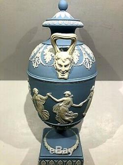 Rare C. 1864 Wedgwood Jasperware Blue Urn Campana Pedestal MINT AAS
