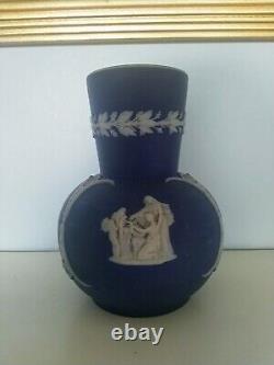 Rare Early Wedgwood Dark Blue Jasperware Vase