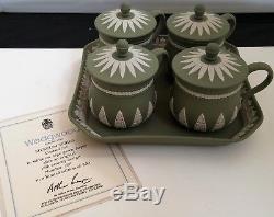Rare Limited Edition Museum Series Wedgwood Sage Green Jasper Ware Custard Set