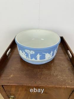 Rare Nineteenth Century Wedgwood Jasperware Jardiniere With Tray, Antique