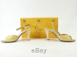 Rare Pair of Rayne Yellow Leather Ladies Shoes with Wedgwood Jasperware Heel 198