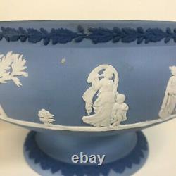 Rare Tri Color Wedgwood Blue Jasperware 8 Round Footed Imperial Bowl / Compote