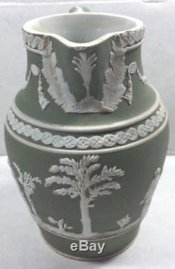 Rare Vintage Sage Green Dip Wedgwood Jasperware Creamer Jug Pitcher 1890 1891