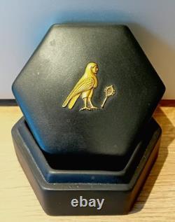 Rare Vintage Wedgwood Jasperware Black Basalt Trinket Box Egyptian Collection VG