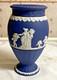 Rare Vintage Wedgwood Jasperware Portland Blue Bountiful Vase 8 Tall