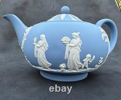Rare Vintage Wedgwood Tea Set Jasperware Sky Blue & White, 15 pcs, England