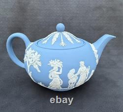 Rare Vintage Wedgwood Tea Set Jasperware Sky Blue & White, 15 pcs, England