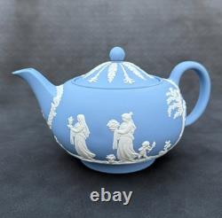 Rare Vintage Wedgwood Tea Set Jasperware Sky Blue & White, 15 pcs, England