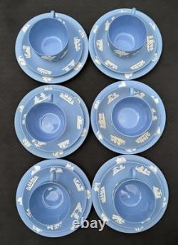 Rare Vintage Wedgwood Tea Set Jasperware Sky Blue glazed inside, 21pcs, England