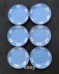 Rare Vintage Wedgwood Tea Set Jasperware Sky Blue glazed inside, 21pcs, England