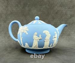 Rare Vintage Wedgwood Tea Set Jasperware Sky Blue glazed inside, 21pcs, England