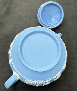 Rare Vintage Wedgwood Tea Set Jasperware Sky Blue glazed inside, 21pcs, England