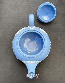 Rare Vintage Wedgwood Tea Set Jasperware Sky Blue glazed inside, 21pcs, England