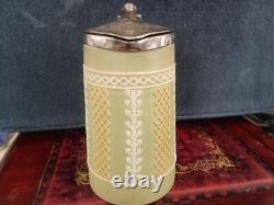 Rare Wedgwood Antique Tri Colour Sage Green White And Yellow Jasperware Jug